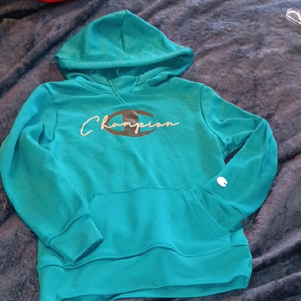 Kids' Size 5/6 Champion Logo Hoodie Teal/Aqua